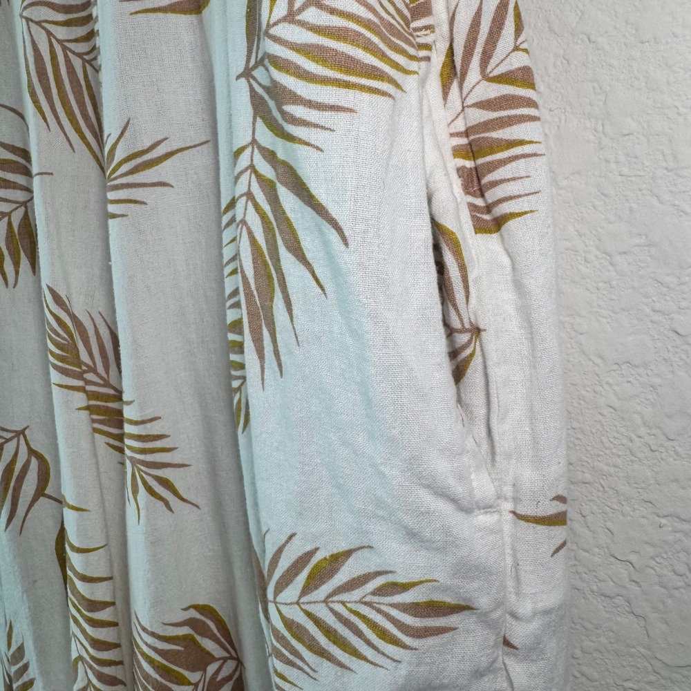Billabong Womens Size S White Tropical Palm Print Linen Blend Wide Leg Jumpsuit - Picture 6 of 16